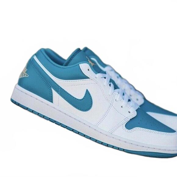 Nike Air Jordan 1 Low Shoes White Aquatone 553558-174 Men's Multi Sizes NEW - Picture 8 of 12